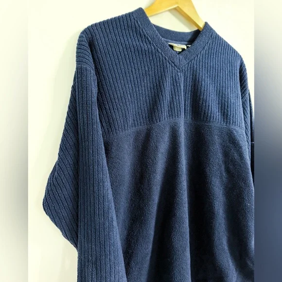 Arizona Jean Co Navy V Neck Sweater M Ribbed Knit Unisex - Picture 8 of 14